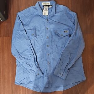 Workrite Men's Casual Light Blue Button Down Shirt